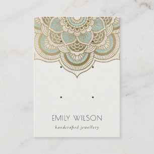 Carte De Visite Élégant Ornate Gold Turquoise Mandala 3 Earring Di