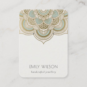 Carte De Visite Élégant Ornate Gold Turquoise Mandala Écran d'o