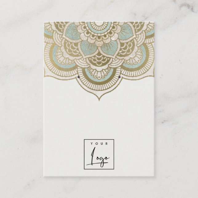 Carte De Visite Élégant Ornate Gold Turquoise Mandala Écran d'orei (Devant)