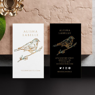 Carte De Visite Élégant orné décoratif Peached Bird Logo Blanc