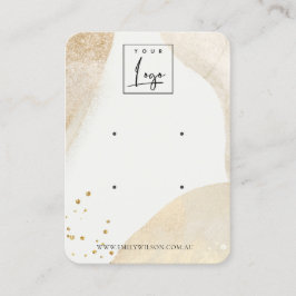 Carte De Visite Élégant Pale Gold Abstrait Logo 2 Écran d'oreille