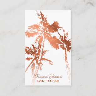 Carte De Visite Élégant palmiers d'or Rose Tropical Professional