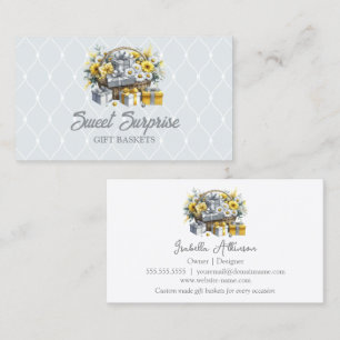 Carte De Visite Élégant panier cadeau en argent jaune or