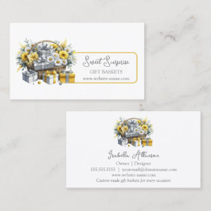 Carte De Visite Élégant panier cadeau en argent jaune or