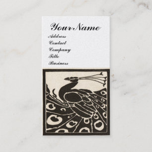 Carte De Visite ÉLÉGANT PAON MONOGRAMME NOIR BLANC Luxe Perle