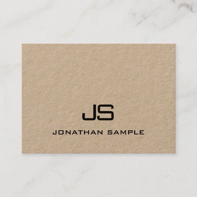 Carte De Visite Élégant papier Kraft Modèle moderne monogramme (Devant)