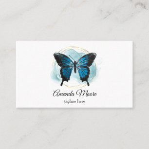 Carte De Visite élégant papillon bleu vie coach thérapeute 