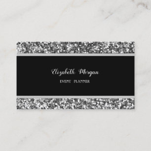Carte De Visite Élégant, Parties scintillant noire, argent