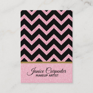 Carte De Visite Elégant Parties scintillant rose noir Chevron or A