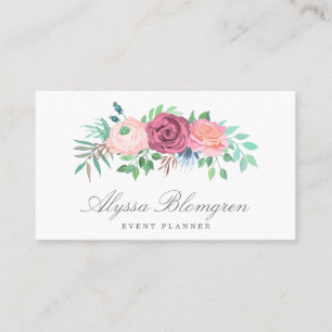 Carte De Visite Elégant Pastel Rose Floral Garland