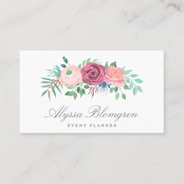 Carte De Visite Elégant Pastel Rose Floral Garland (Devant)