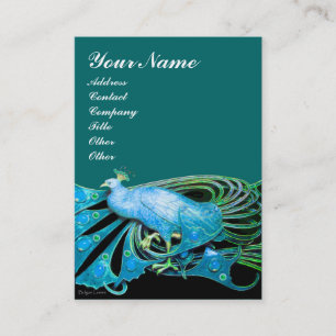 CARTE DE VISITE ELÉGANT PEACOCK EN AQUA BLEU TURQUOISE VERT, NOIR