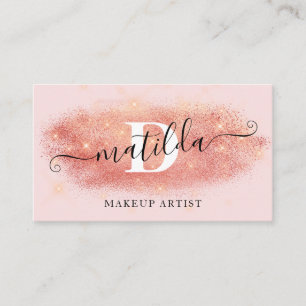 Carte De Visite Élégant peintre de maquillage rose parties scint