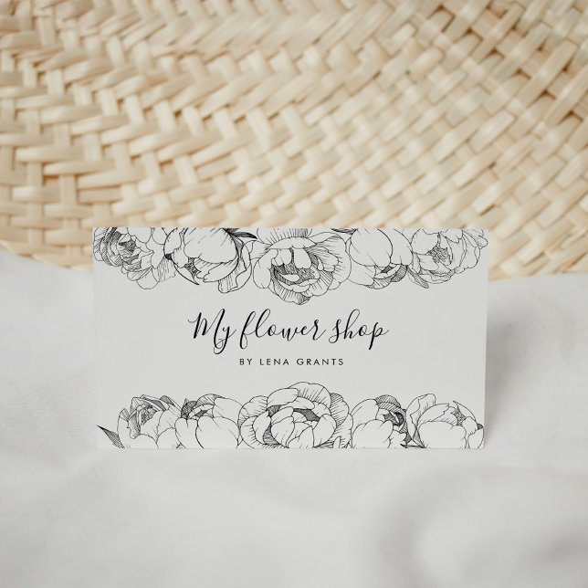 Carte De Visite Elegant peonies flowers chic (Créateur téléchargé)