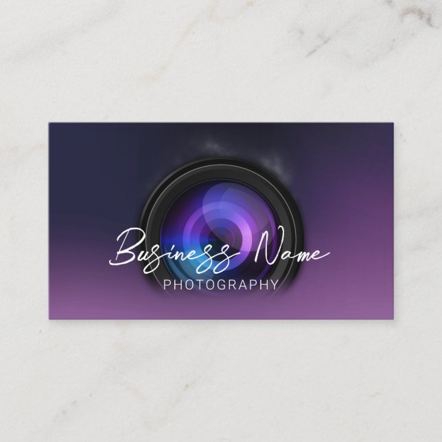 Carte De Visite Élégant photographe violet photo (Devant)