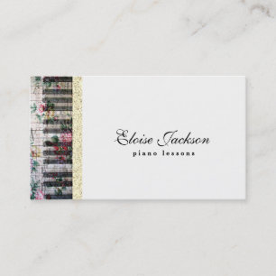 Carte De Visite élégant piano floral leçons design