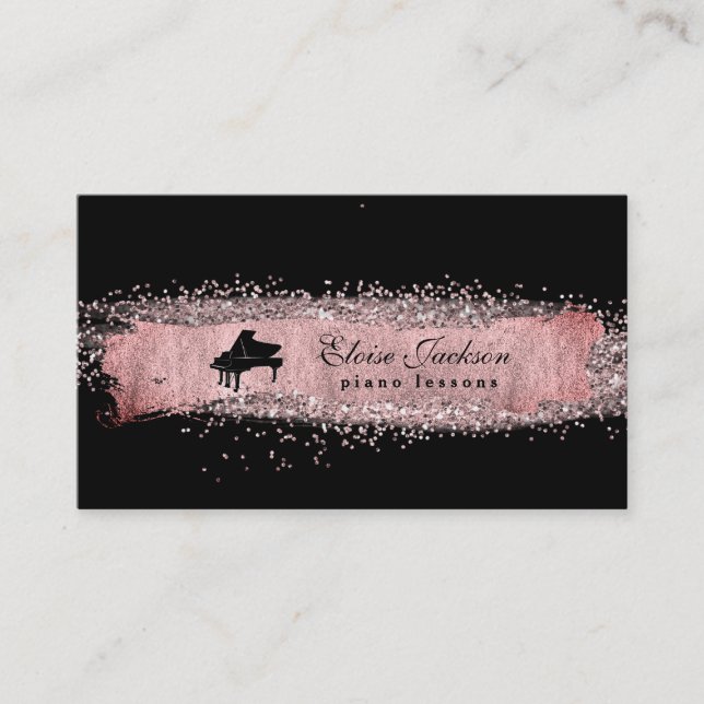 Carte De Visite élégant piano floral leçons design (Devant)