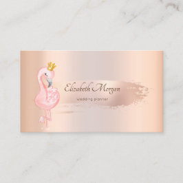 Carte De Visite Élégant pinceau Rose or, Flamants roses