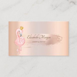 Carte De Visite Élégant pinceau Rose or, Flamants roses