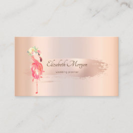 Carte De Visite Élégant pinceau Rose or, Flamants roses d'affaires
