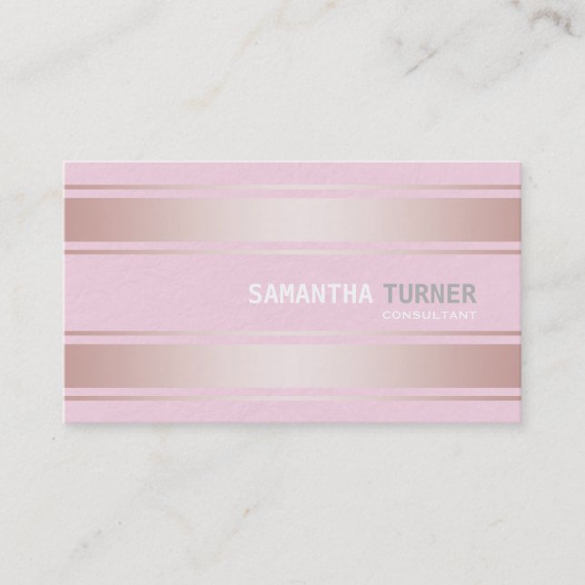 Carte De Visite Élégant Pink Stripes Professionnel Personnalisé (Devant)