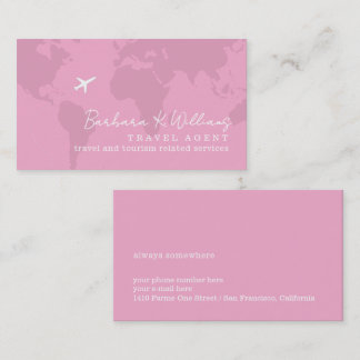 Carte De Visite Elegant Pink Travel Agent