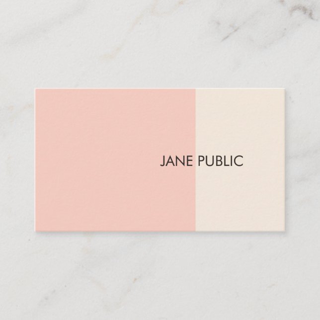 Carte De Visite Élégant Plain moderne Professional rose et beige (Devant)