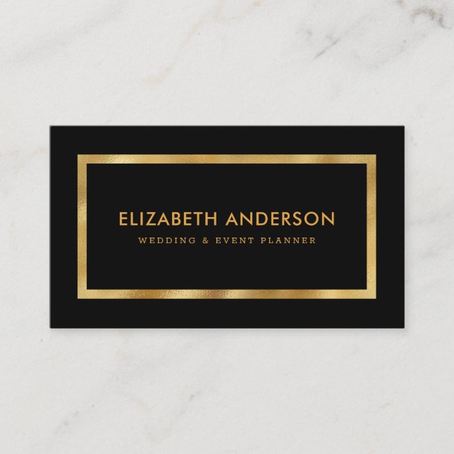 Carte De Visite Élégant planificateur d'événements Mariage Black a (Devant)