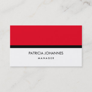Carte De Visite Élégant plat élégant rouge blanc noir professionne