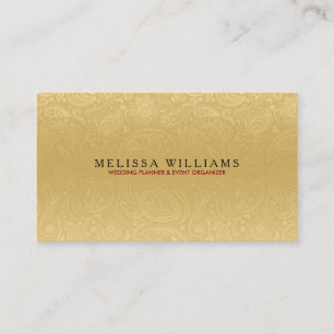 Carte De Visite Elégant Plush Gold Paisley Motif Mariage Design
