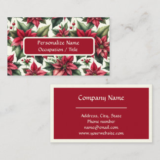 Carte De Visite Elegant poinsettias rouges Création florale Profes