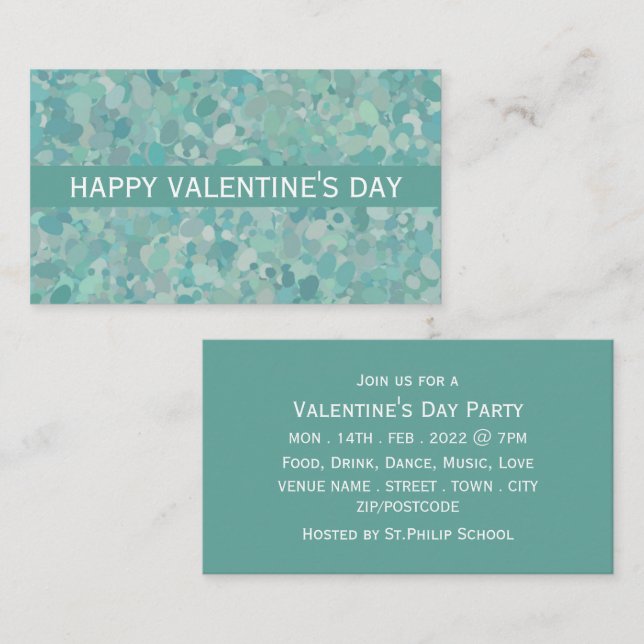 Carte De Visite Élégant point de pierre Valentine's Day Party Tick (Devant / Derrière)