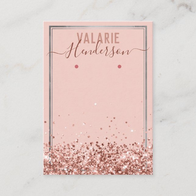 Carte De Visite Élégant Porte-oreille en Parties scintillant rose  (Devant)