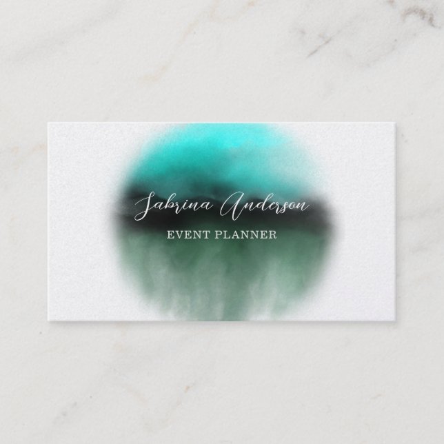 Carte De Visite Elégant Premium Pearl Blue Aquarelle Abstraite (Devant)