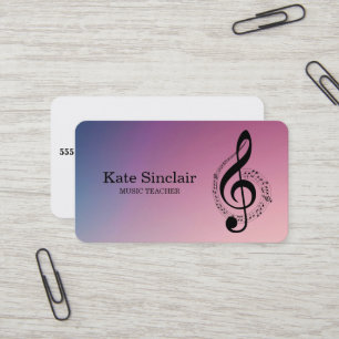 Carte De Visite Elégant professeur de musique Piano Keys Musical