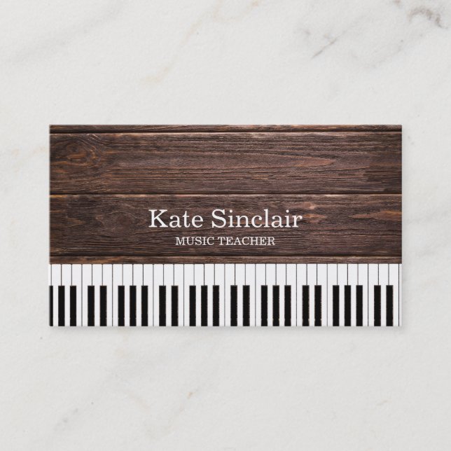 Carte De Visite Elégant professeur de musique Piano Keys Musical (Devant)