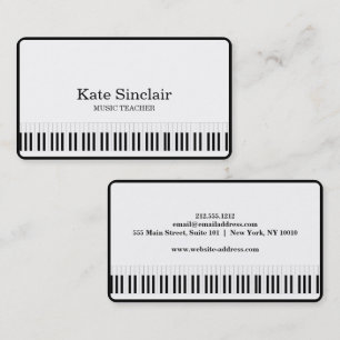 Carte De Visite Elégant professeur de musique Piano Keys Musical