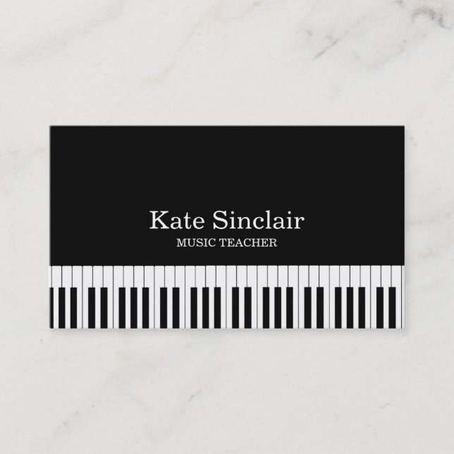 Carte De Visite Elégant professeur de musique Piano Keys Musical (Devant)