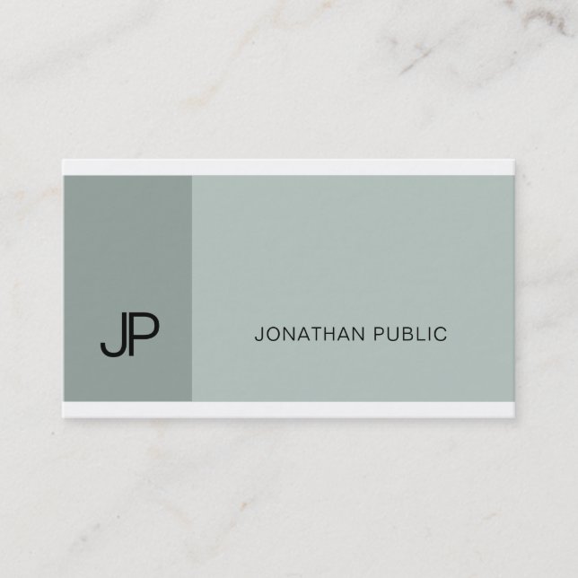 Carte De Visite Élégant professionnel bleu vert moderne Monogramme (Devant)