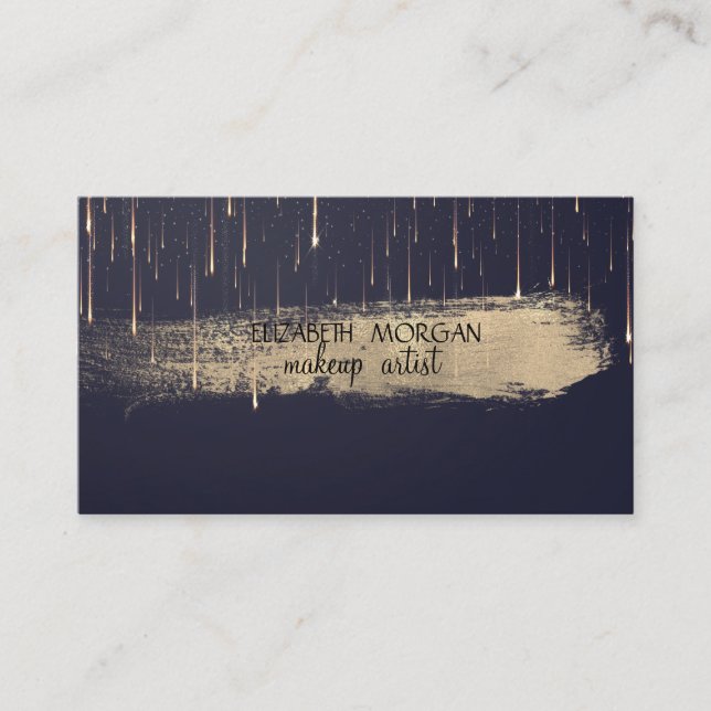 Carte De Visite Élégant professionnel brosse à huile d'or déchique (Devant)