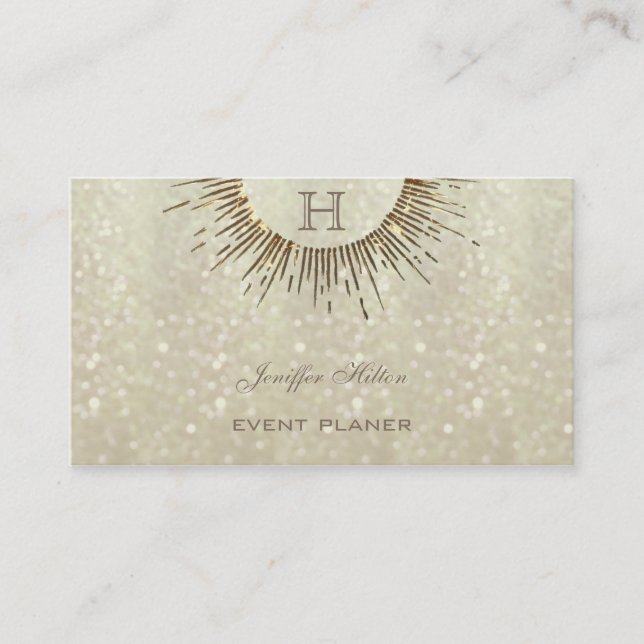 Carte De Visite Élégant professionnel chic bokeh glittery monogram (Devant)