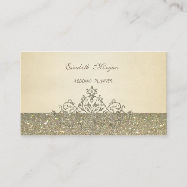 Carte De Visite Élégant Professionnel Chic Luxe, Glitterie, Dentel (Devant)