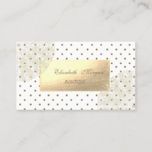 Carte De Visite Élégant professionnel, Dots d'or, Dentelle
