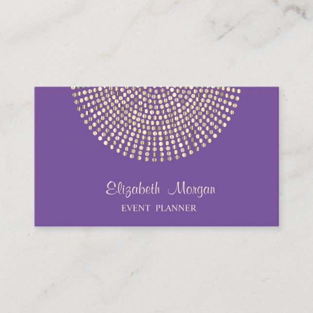 Carte De Visite Élégant professionnel élégant, Violet, Dots Or (Devant)