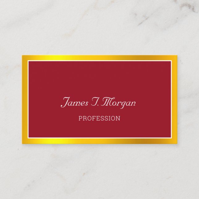 Carte De Visite Élégant professionnel encadré VIP Rouge Blanc Or (Devant)