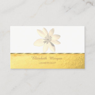 Carte De Visite Élégant professionnel, Faux Gold, White Daisy