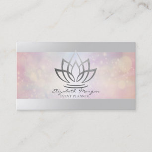 Carte De Visite Élégant professionnel moderne, Bokeh Silver Lotus