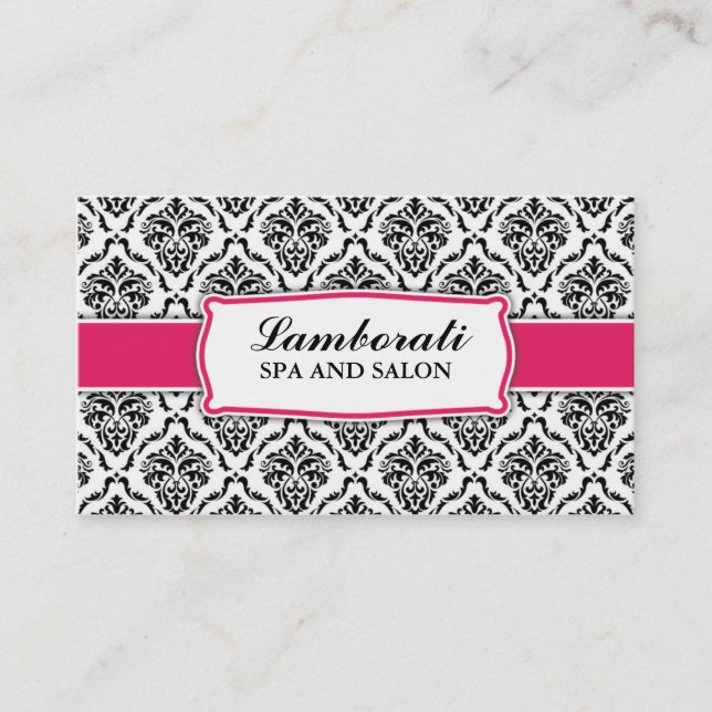Carte De Visite Élégant Professionnel Moderne Damas Motif Floral (Devant)