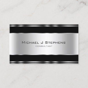 Carte De Visite Élégant professionnel moderne noir et argent