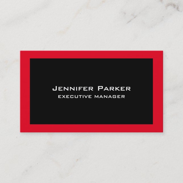 Carte De Visite Élégant professionnel moderne noir rouge élégant (Devant)